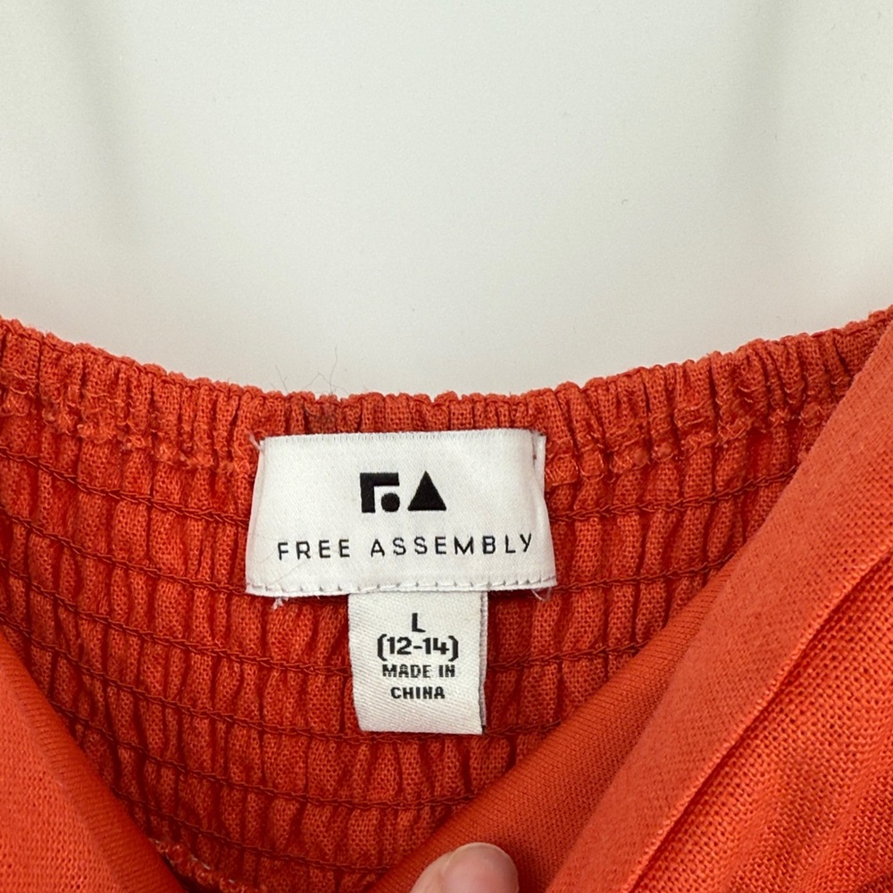 Free Assembly Orange Linen Blend Maxi dress size large with adjustable straps - Picture 4 of 7